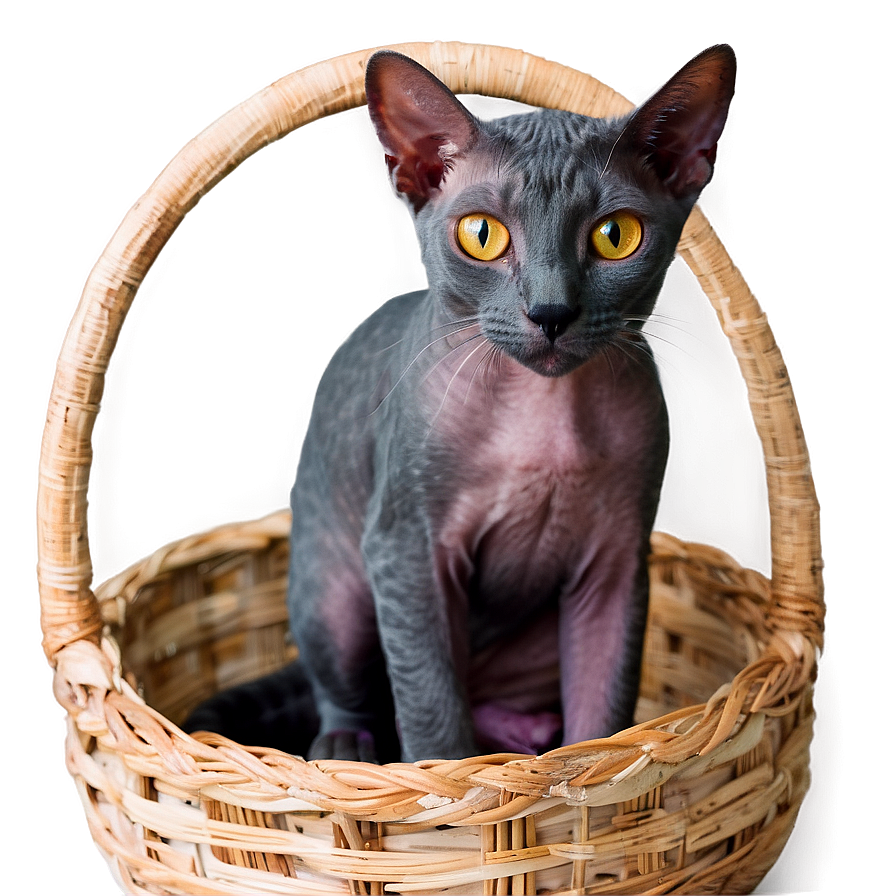 Hairless Cat In Basket Png Tqa