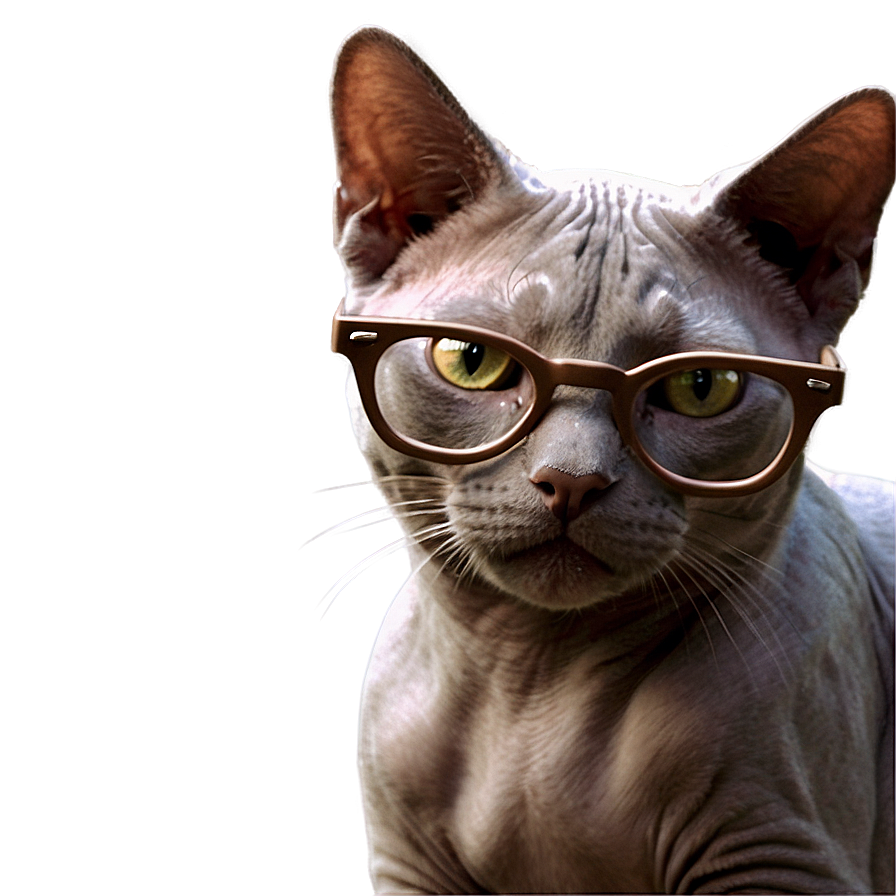 Hairless Cat With Glasses Png 06252024