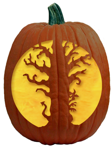 Halloween Pumpkin Tree Silhouette Carving