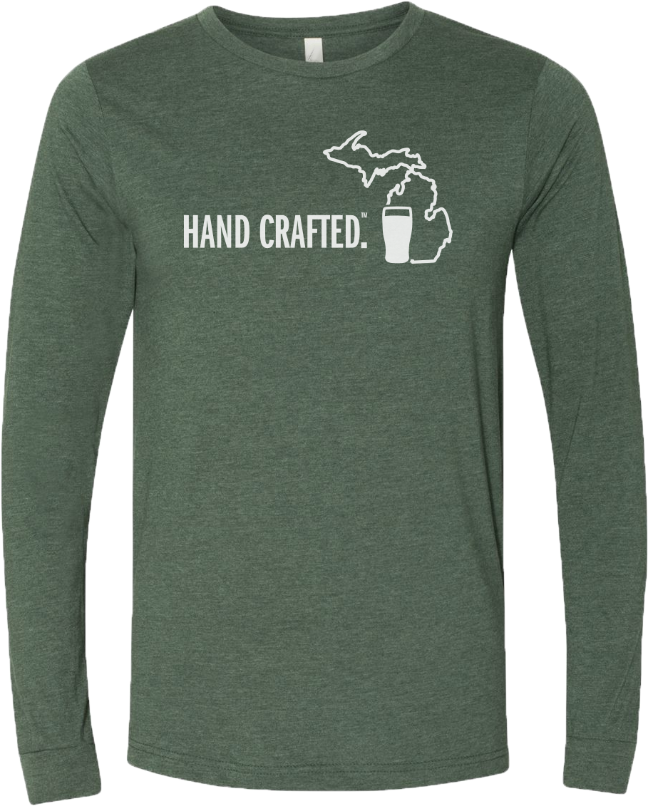 Hand Crafted Michigan Map Long Sleeve Shirt
