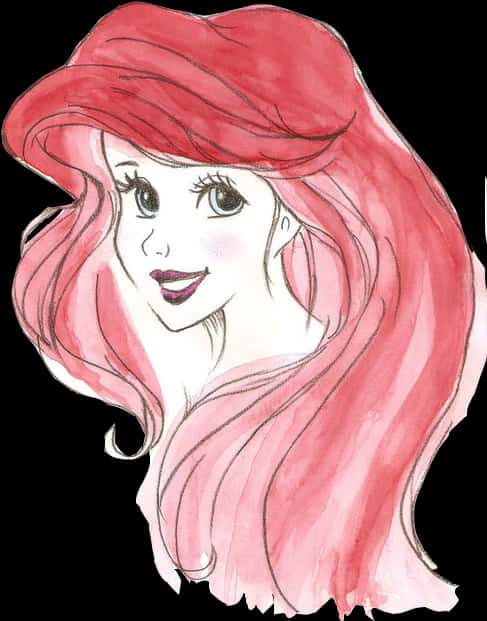 Hand Drawn Ariel Portrait