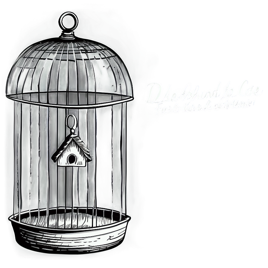 Hand Drawn Bird Cage Png 06122024