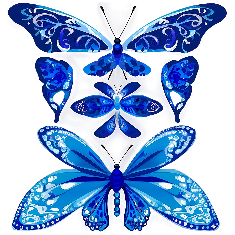 Hand-drawn Blue Butterfly Png Sim