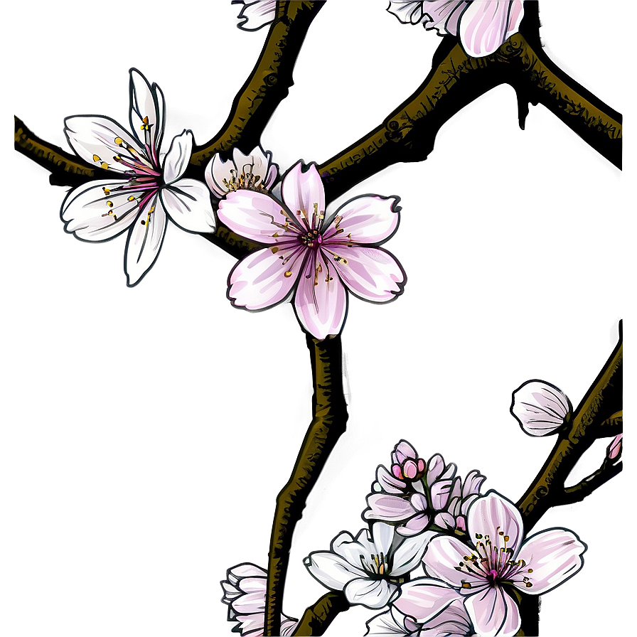 Hand Drawn Cherry Blossom Sketch Png 05032024