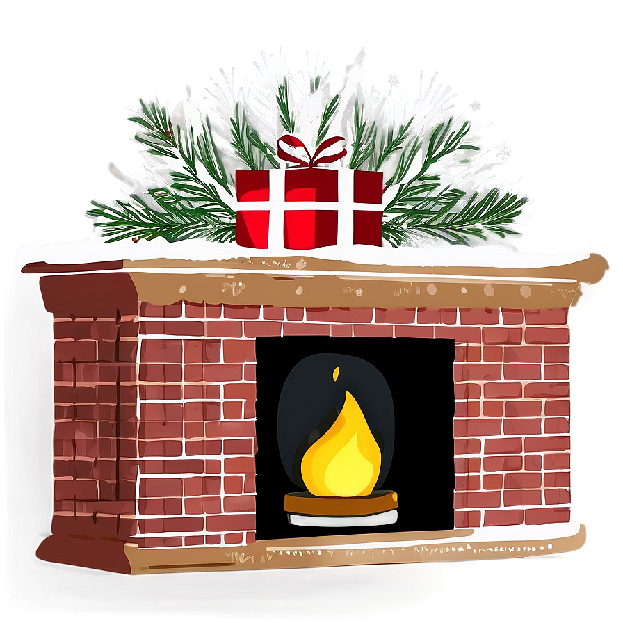 Hand-drawn Christmas Fireplace Png 06262024