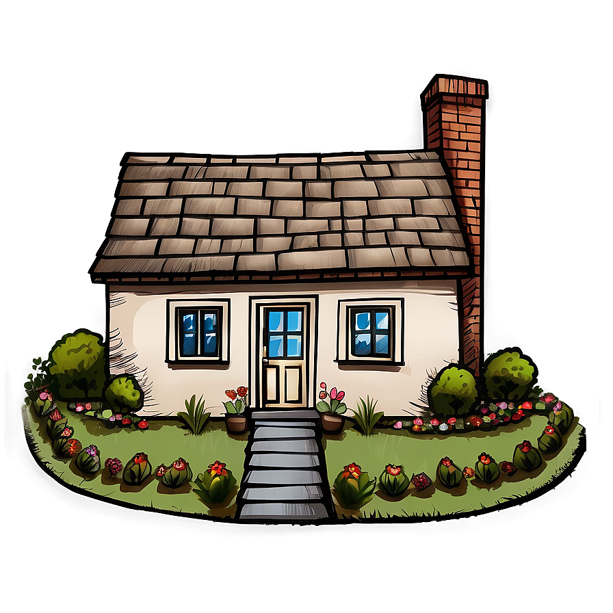 Hand-drawn Cottage Illustration Png 06202024