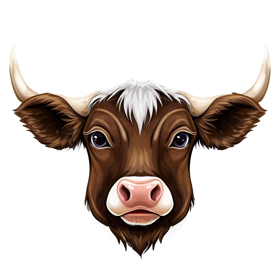 Hand Drawn Cow Head Png 06212024