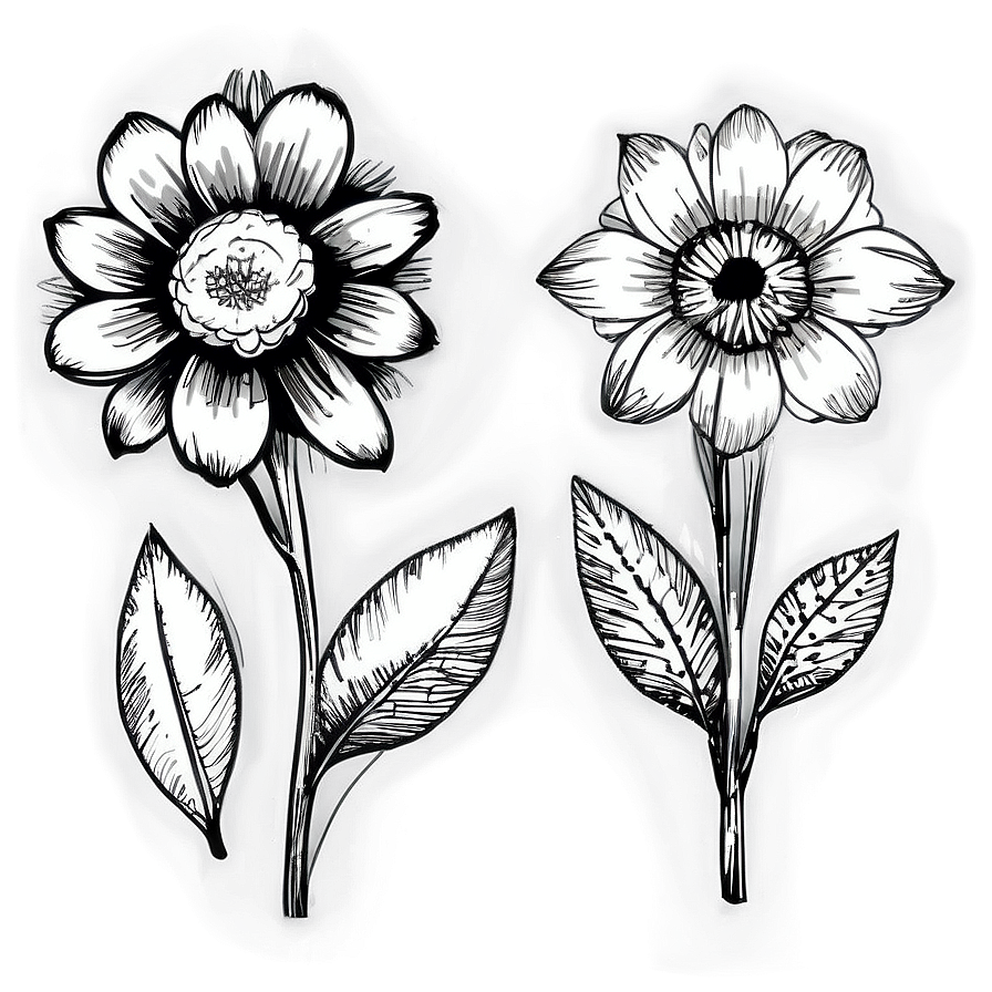 Hand-drawn Flower Black And White Png 58