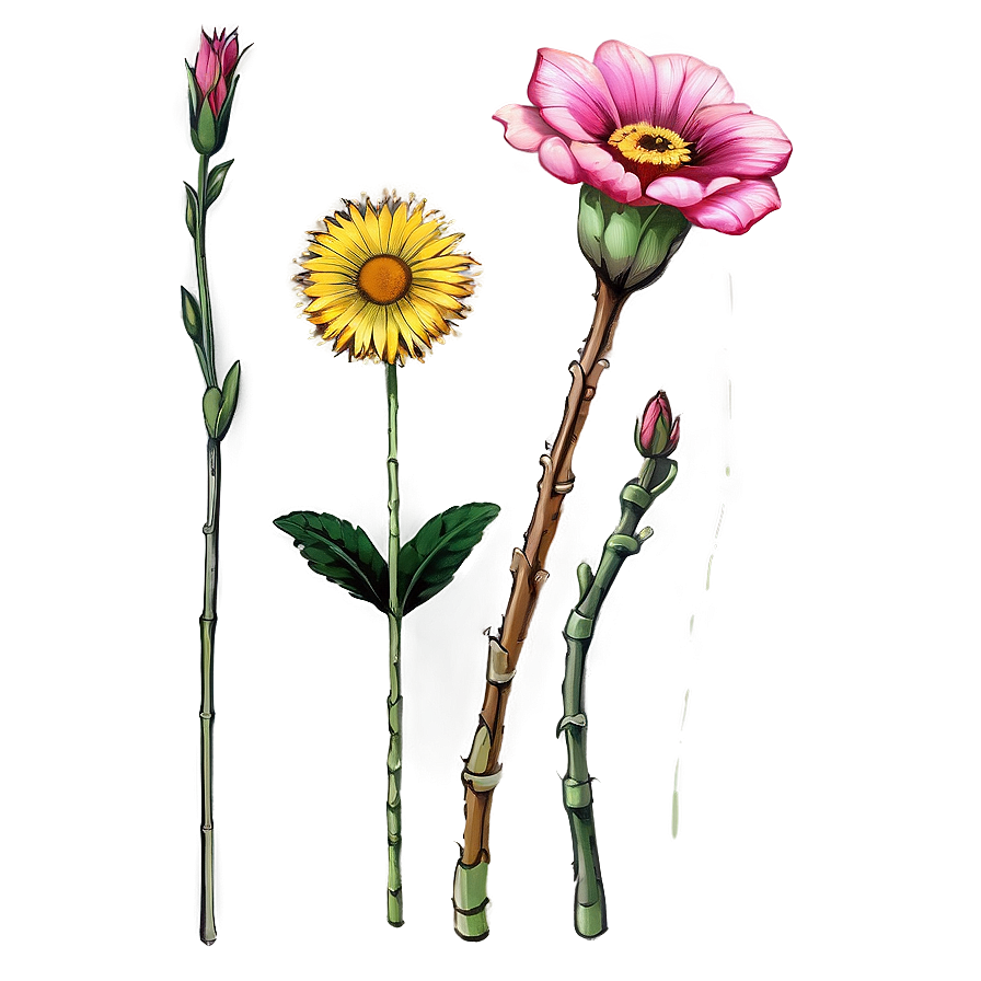 Hand Drawn Flower Stem Png Wmx84