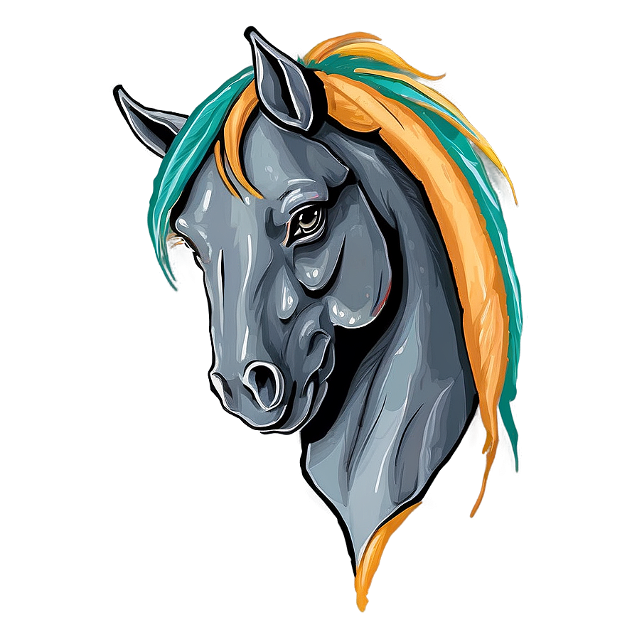 Hand Drawn Horse Head Art Png 06122024