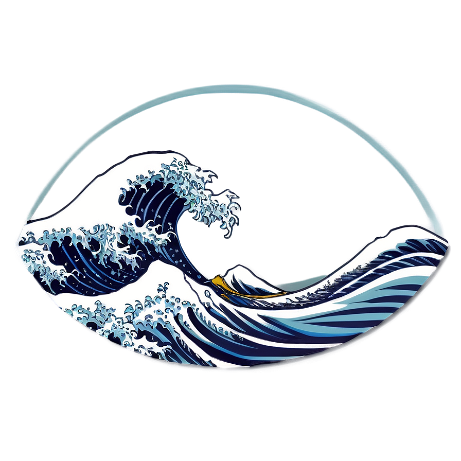 Hand Drawn Japanese Wave Png 90