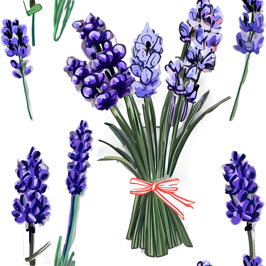 Hand Drawn Lavender Bouquet Png 05062024