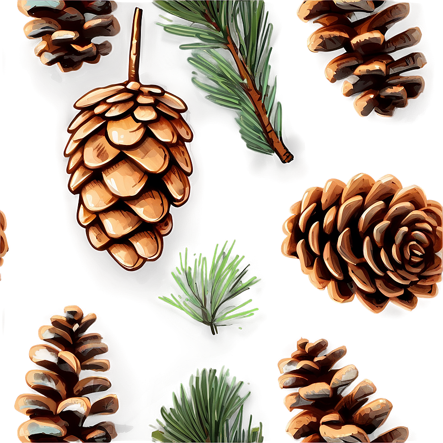 Hand Drawn Pine Cone Png 12