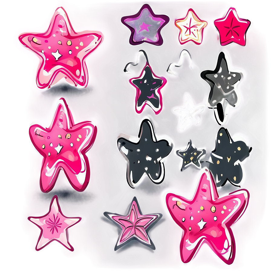 Hand Drawn Pink Stars Png 31