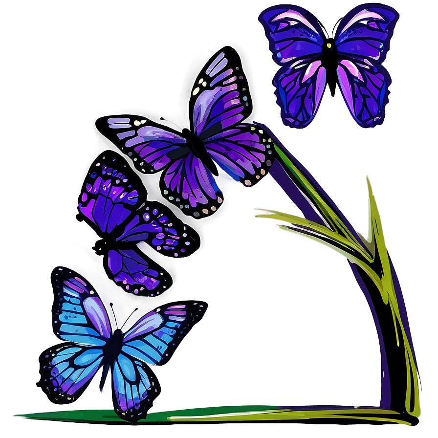 Hand Drawn Purple Butterfly Png Lva24