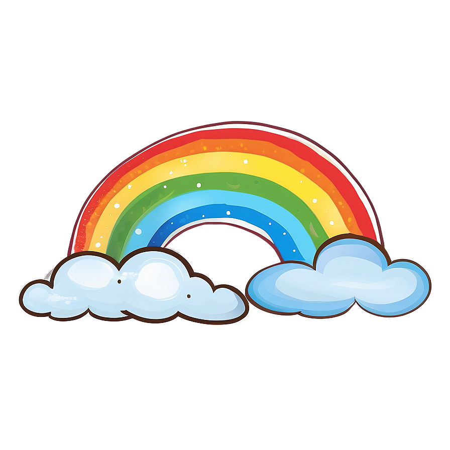 Hand Drawn Rainbow With Clouds Png 06282024