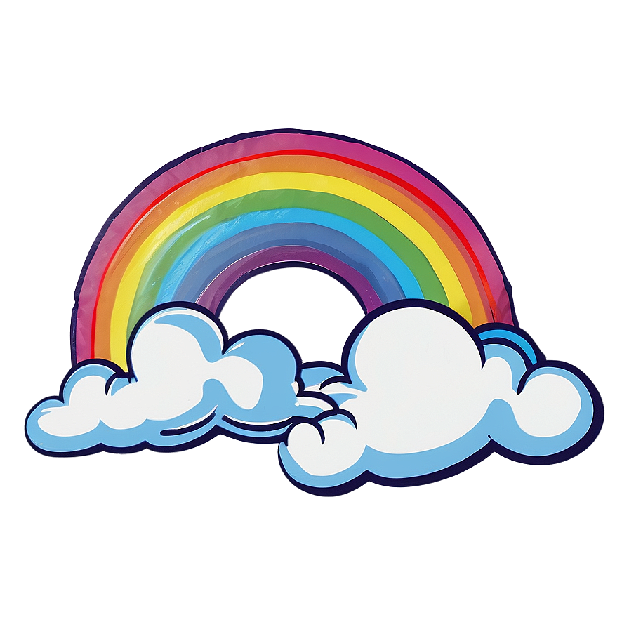 Hand Drawn Rainbow With Clouds Png 06282024