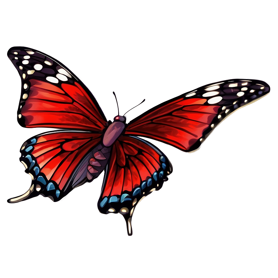 Hand Drawn Red Butterfly Png 06122024