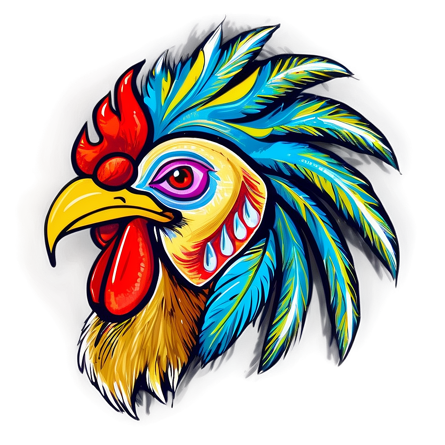 Hand-drawn Rooster Png 05242024