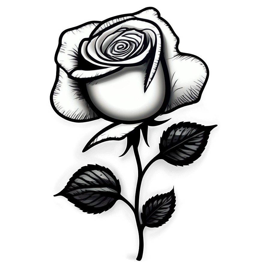 Hand-drawn Rose Black And White Png Icy31