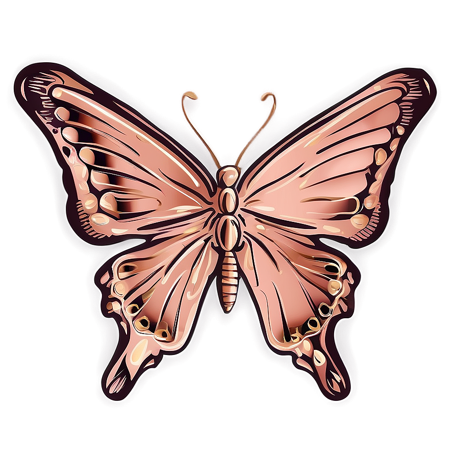 Hand Drawn Rose Gold Butterfly Png Drr93