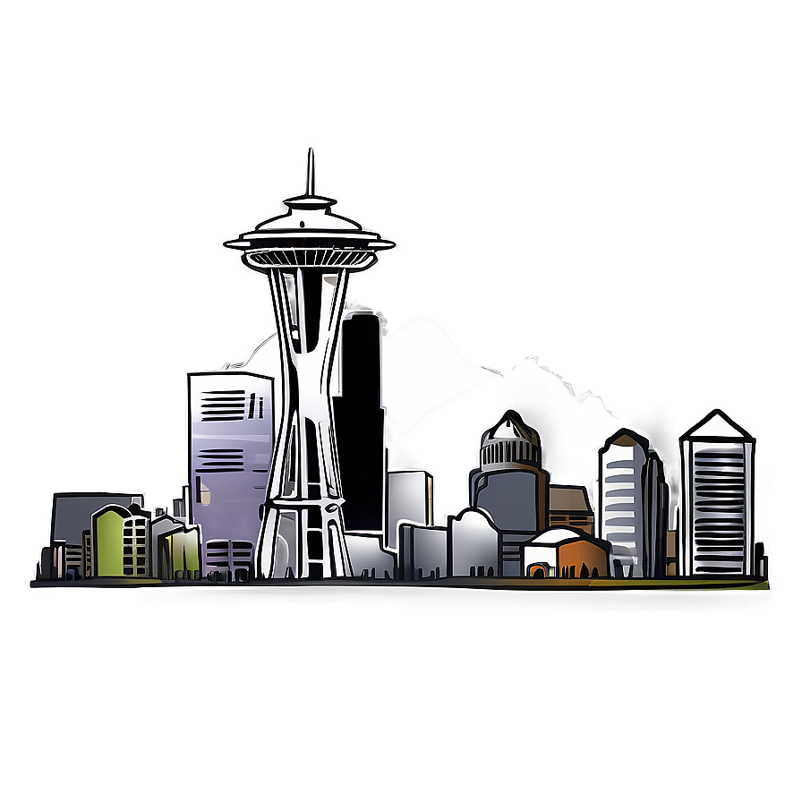 Hand-drawn Seattle Skyline Png 06252024