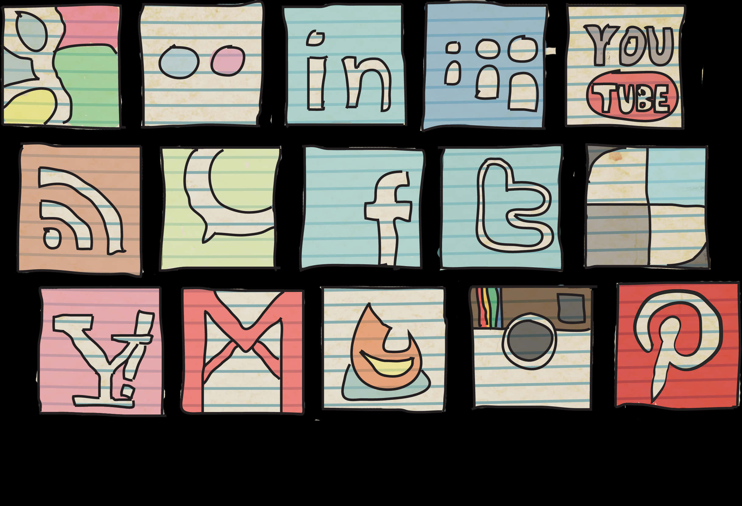 Hand Drawn Social Media Icons