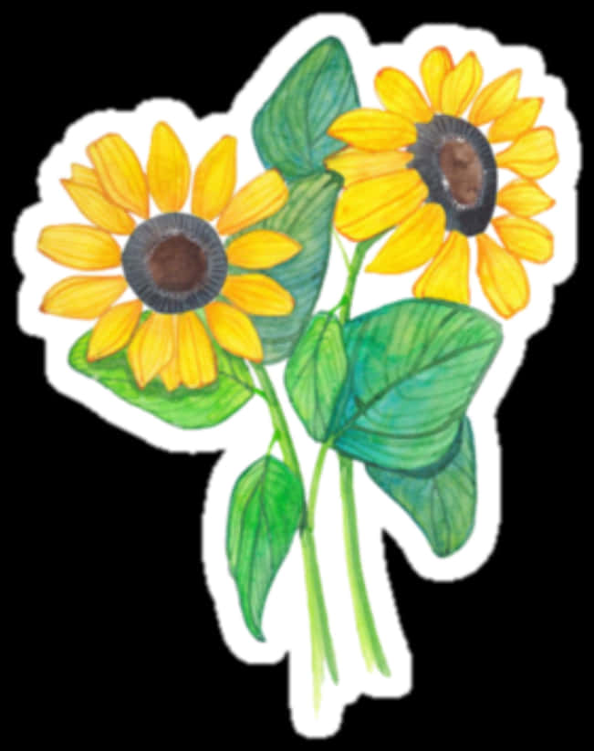 Hand Drawn Sunflowers Artwork