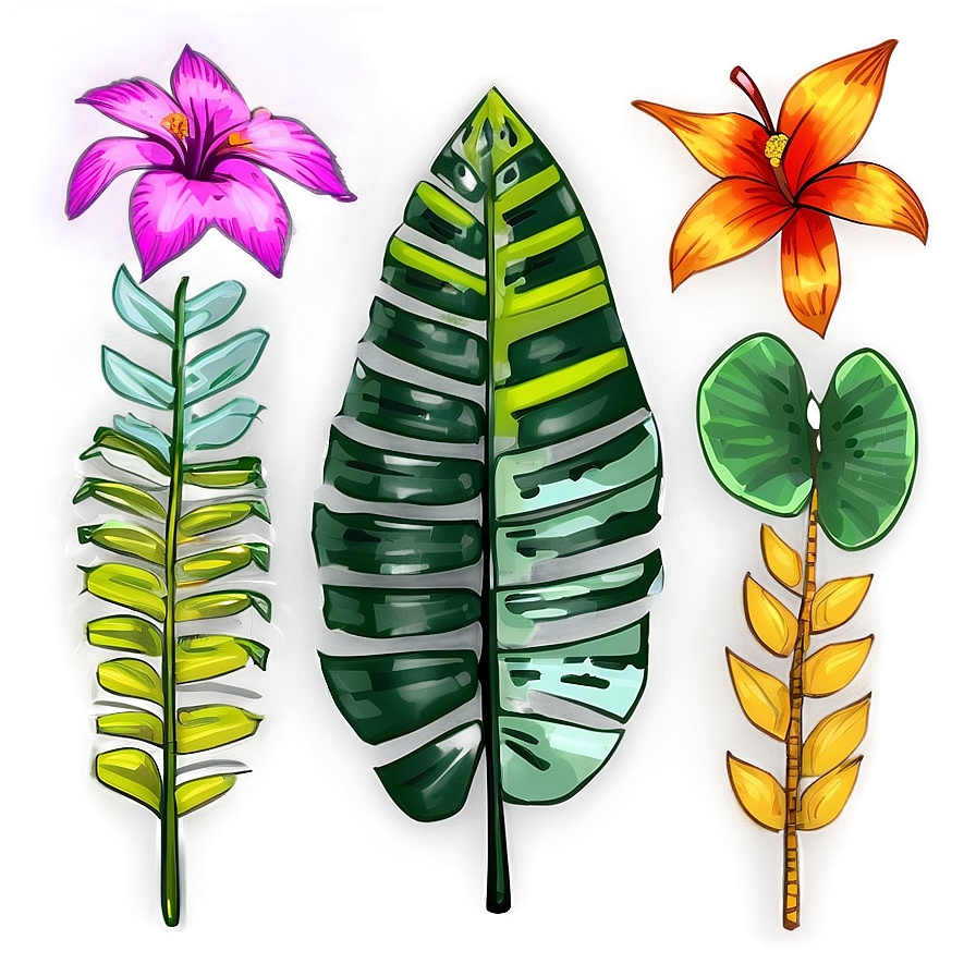 Hand Drawn Tropical Plants Png Ykr79