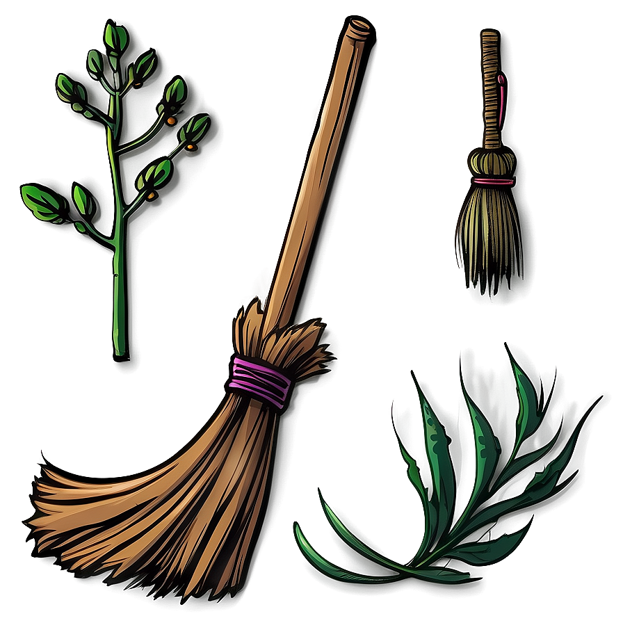 Hand Drawn Witches Broom Png 06292024