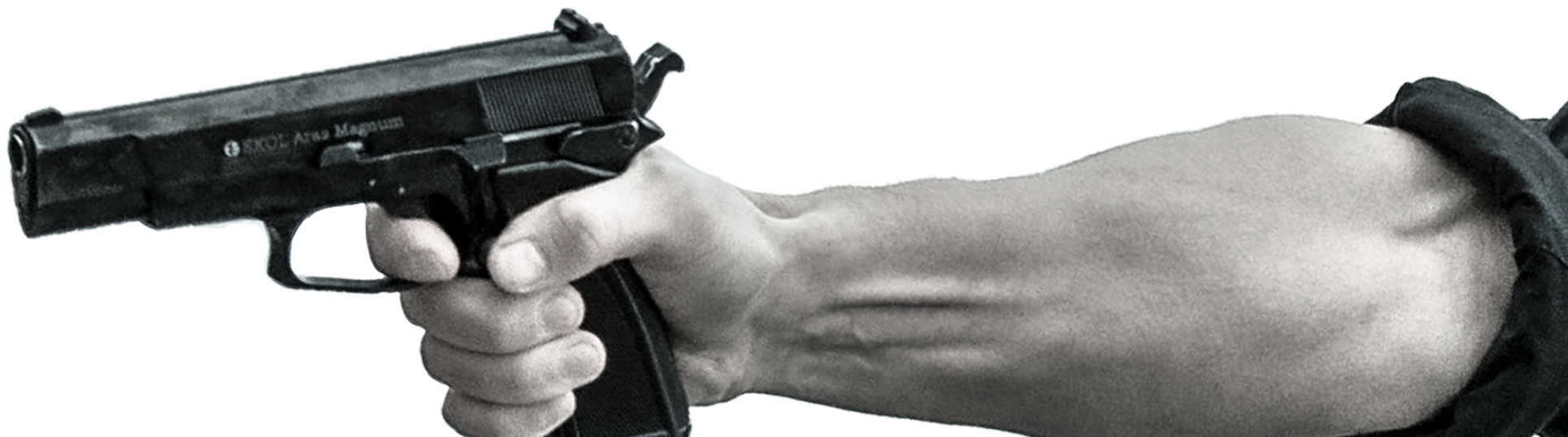 Hand Holding Gun Isolated