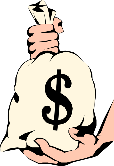 Hand Holding Money Bag Vector