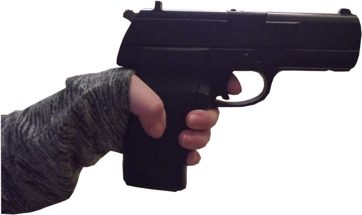 Hand Holding Pistol Isolated