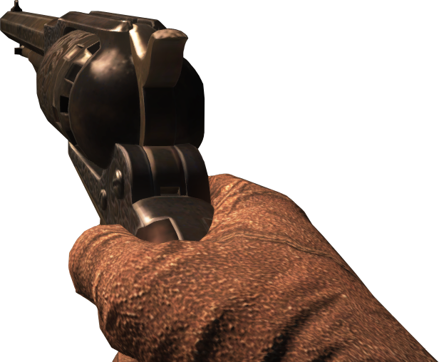 Hand Holding Revolver Pointof View