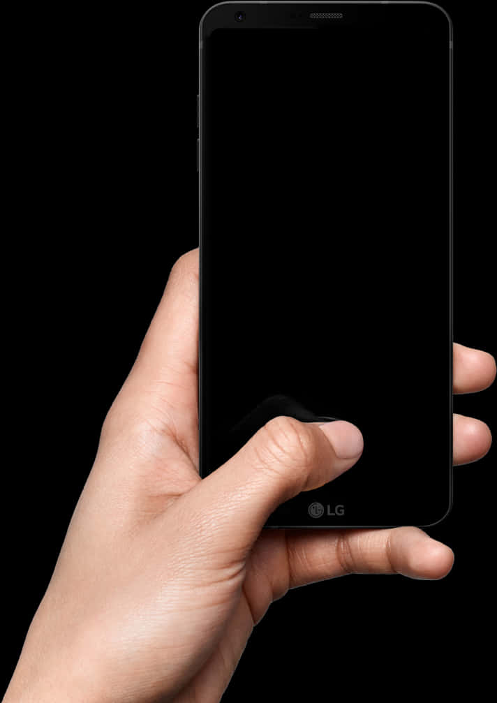 Hand Holding Smartphone Black Background