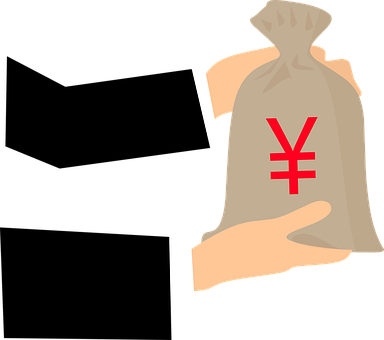 Hand Holding Yen Money Bag