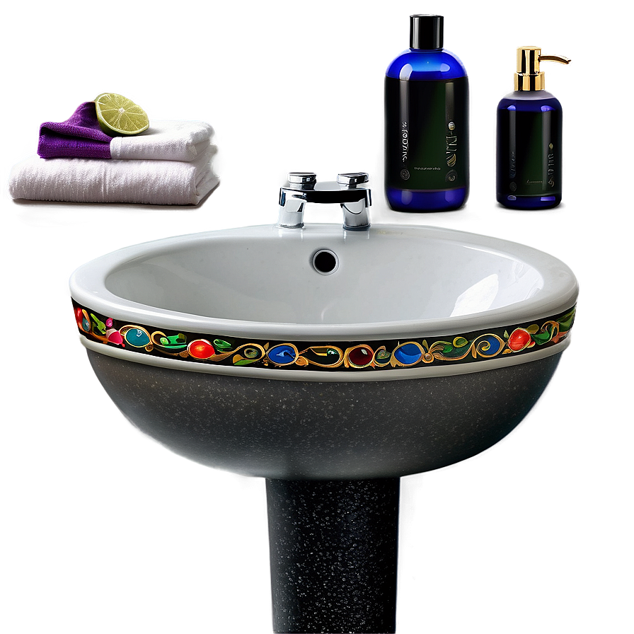 Hand-painted Bathroom Sink Png 37