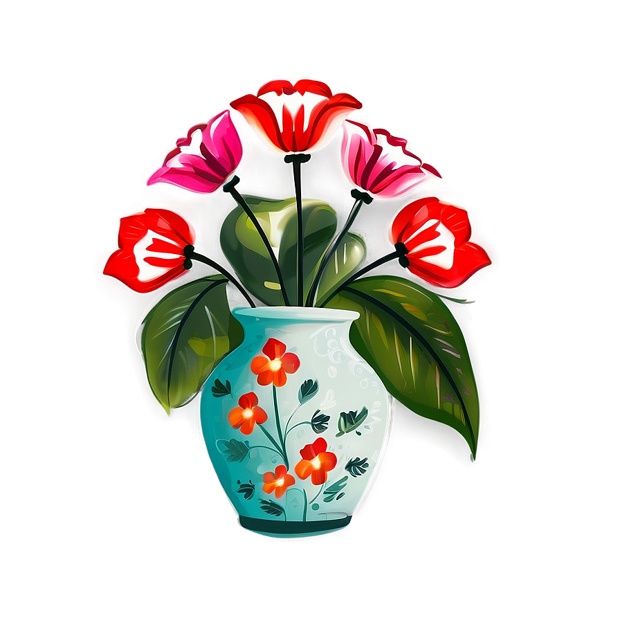 Hand-painted Flower Vase Png 06122024