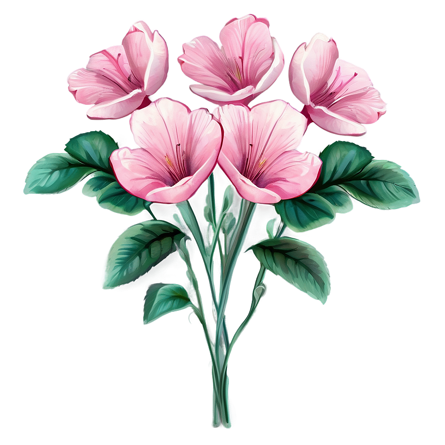 Hand-painted Pink Flowers Png Uma