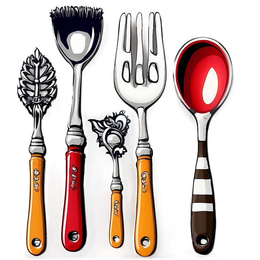 Hand Painted Utensils Art Png Uar