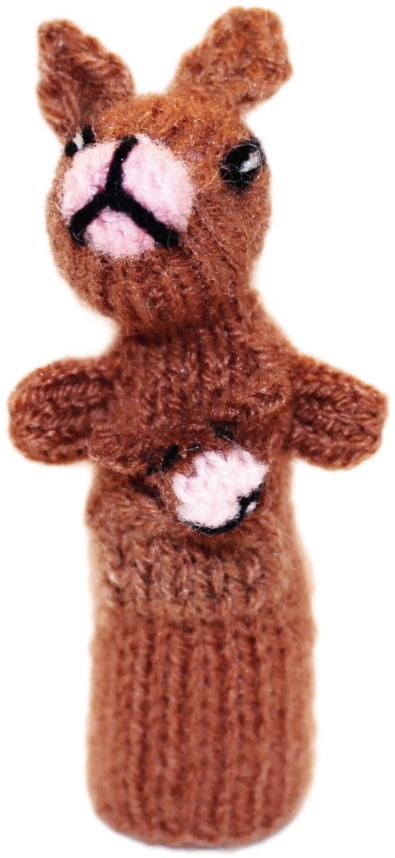 Handmade Brown Knitted Finger Puppet