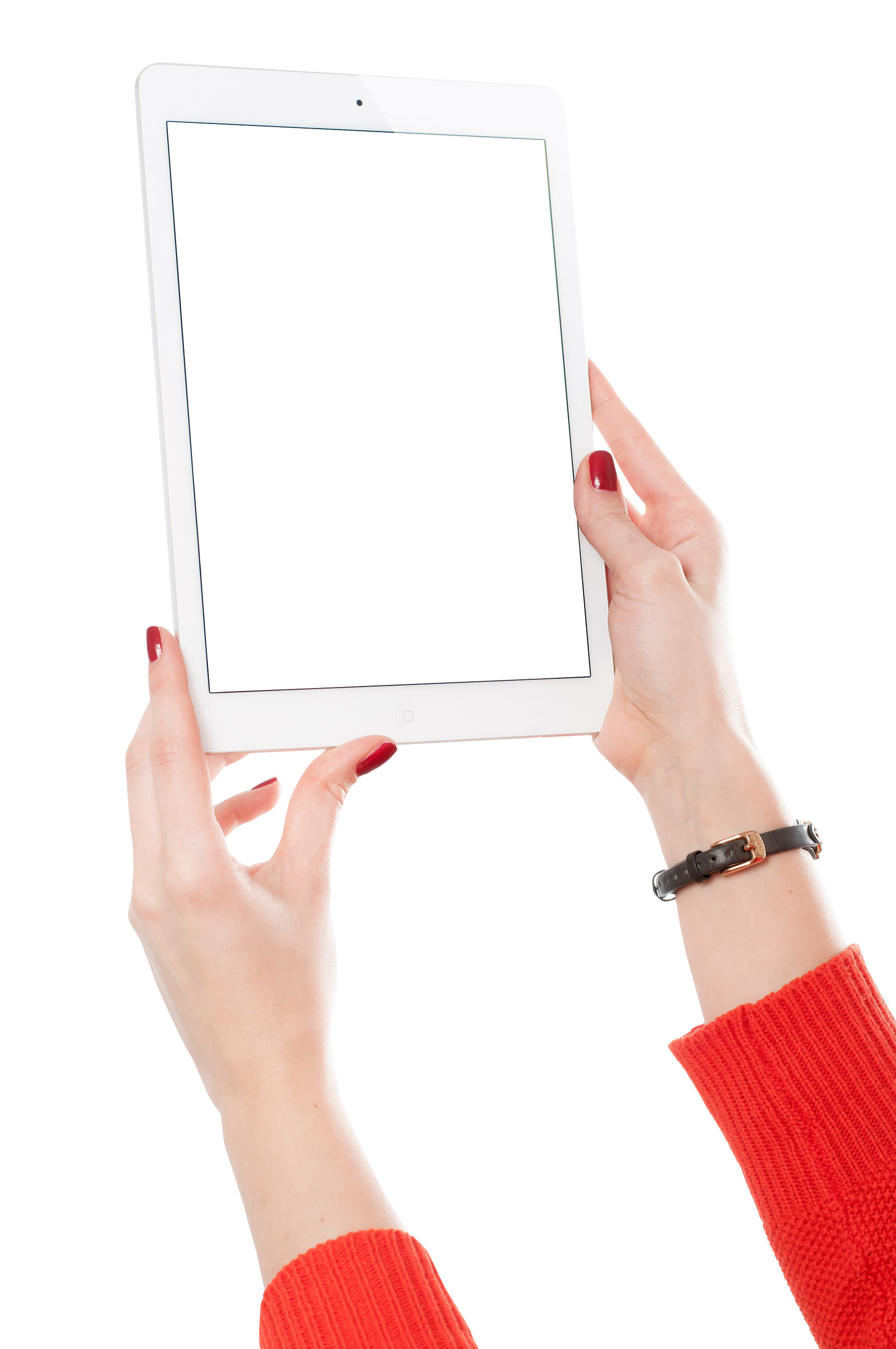 Hands Holding Tablet Isolated