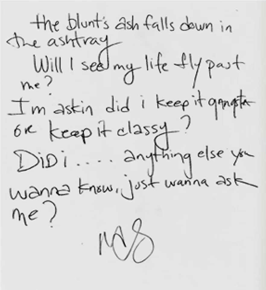 Handwritten Lyrics Snapshot