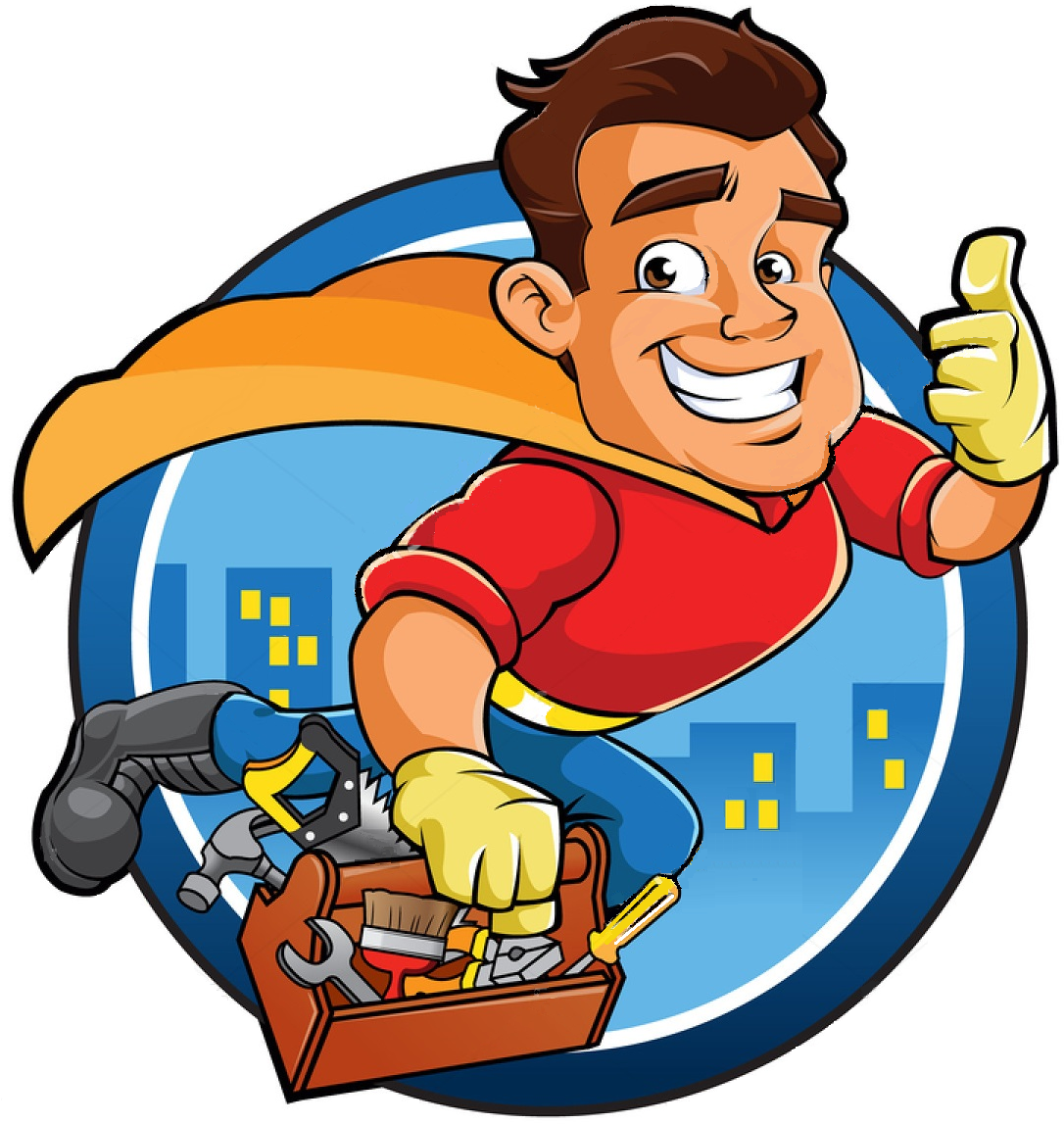 Handyman Cartoon Character With Tools