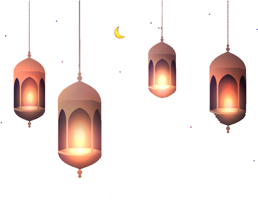 Hanging Lanterns Nighttime Scene