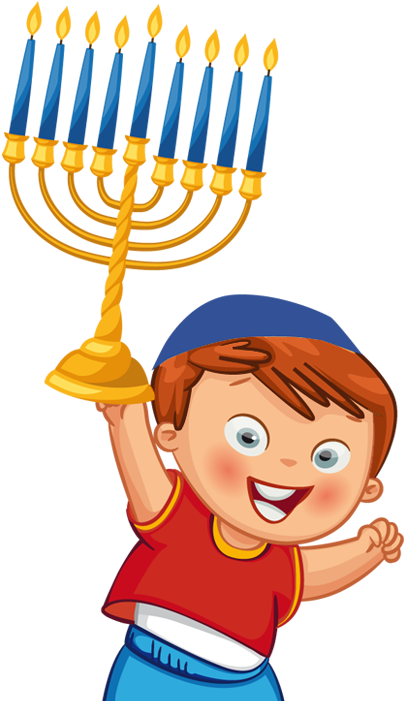 Hanukkah Celebration Cartoon Child Menorah