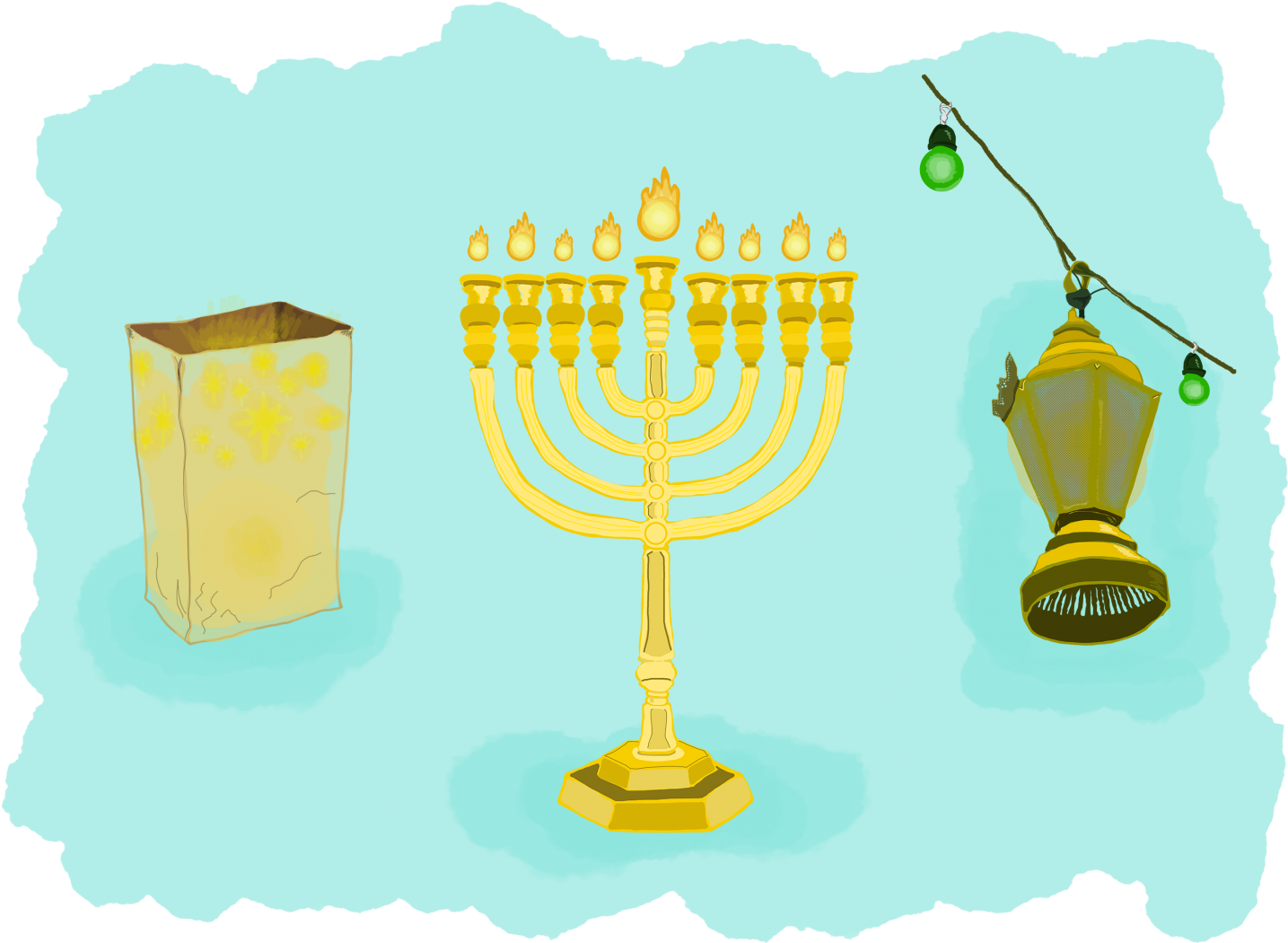 Hanukkah Menorahand Dreidel Illustration