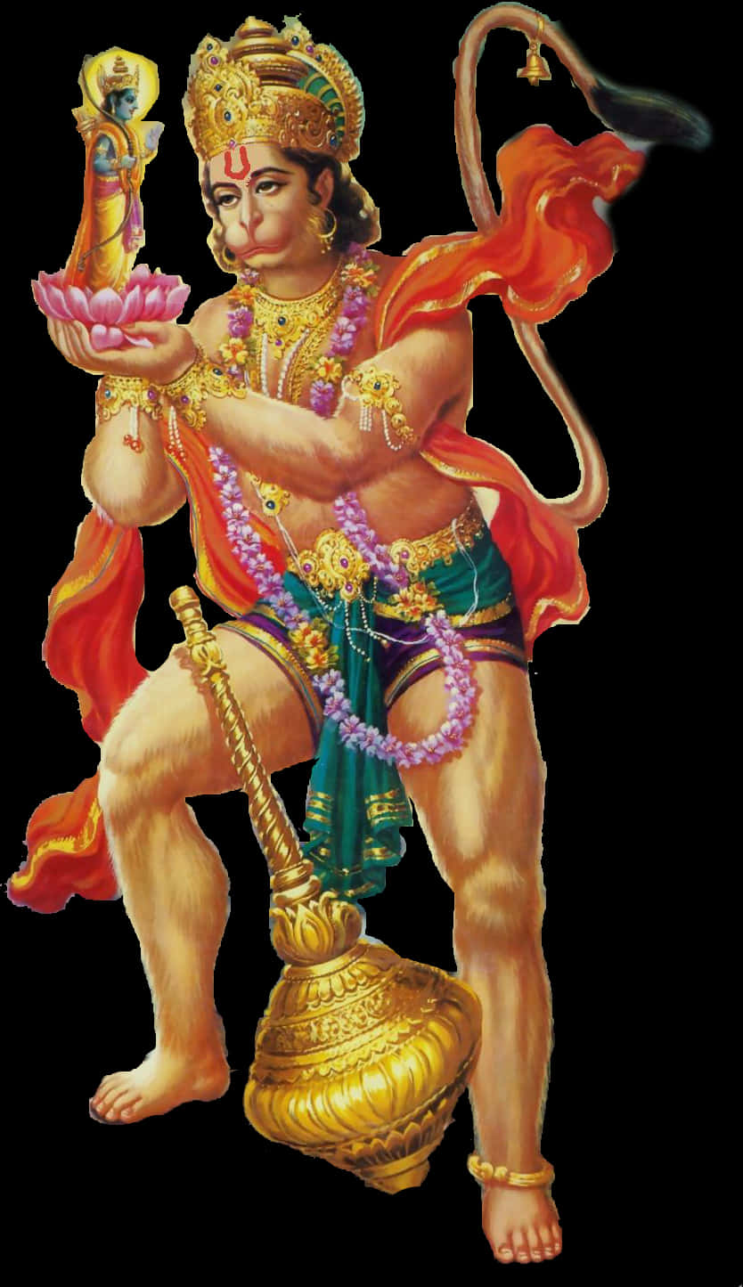 Hanuman Holding Lotusand Mace