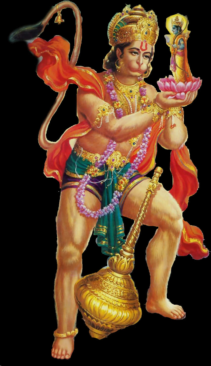 Hanuman Holding Lotusand Mace