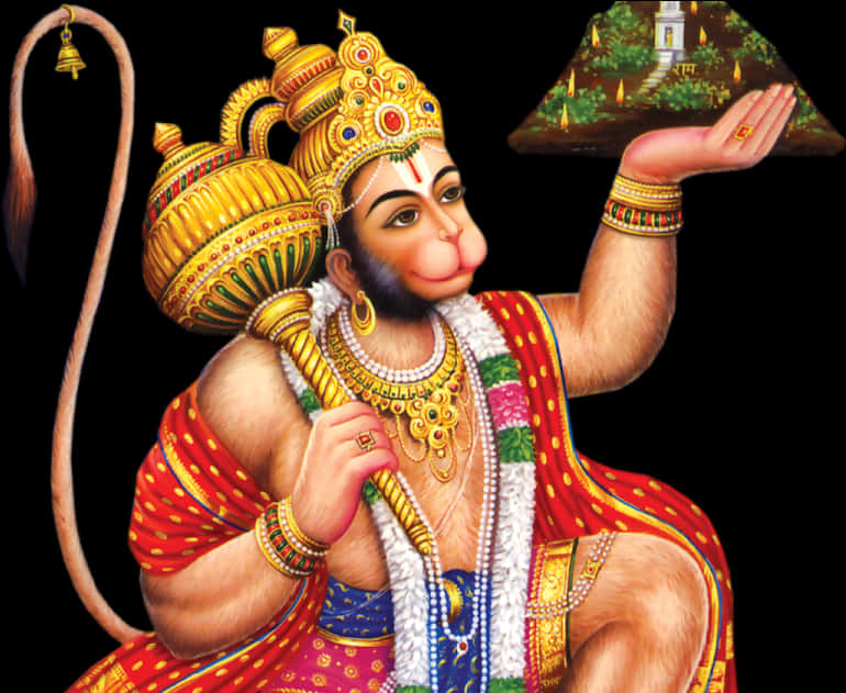 Hanuman Holding Mountain Illustration